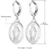 U7 Earrings for Women 18K Gold Plated Virgin Mary Dangle Earrings for Women Christian Jewelry(1.Earrings-Platinum)
