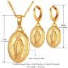 U7 Earrings for Women 18K Gold Plated Virgin Mary Dangle Earrings for Women Christian Jewelry(2Pcs Set-Gold)
