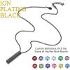 U7 Engravable Bar Necklace, Womens Choker Necklace Stainless Steel Custom Engrave Text Horizontal/Vertical Bar Pendant Necklaces for Men Women(4-Sided Bar-Black(Text+Birthstone))