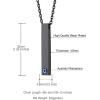 U7 Engravable Bar Necklace, Womens Choker Necklace Stainless Steel Custom Engrave Text Horizontal/Vertical Bar Pendant Necklaces for Men Women(4-Sided Bar-Black(Text+Birthstone))