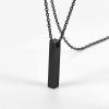 U7 Engravable Bar Necklace, Womens Choker Necklace Stainless Steel Custom Engrave Text Horizontal/Vertical Bar Pendant Necklaces for Men Women(4-Sided Bar-Black)