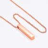 U7 Engravable Bar Necklace, Womens Choker Necklace Stainless Steel Custom Engrave Text Horizontal/Vertical Bar Pendant Necklaces for Men Women(4-Sided Bar-Rose Gold)