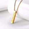 U7 Engravable Bar Necklace, Womens Choker Necklace Stainless Steel Custom Engrave Text Horizontal/Vertical Bar Pendant Necklaces for Men Women(4-Sided Bar-Gold)