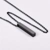 U7 Engravable Bar Necklace, Womens Choker Necklace Stainless Steel Custom Engrave Text Horizontal/Vertical Bar Pendant Necklaces for Men Women(4-Sided Bar-Black)