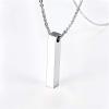 U7 Engravable Bar Necklace, Womens Choker Necklace Stainless Steel Custom Engrave Text Horizontal/Vertical Bar Pendant Necklaces for Men Women(4-Sided Bar-Stainless Steel)