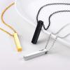 U7 Engravable Bar Necklace, Womens Choker Necklace Stainless Steel Custom Engrave Text Horizontal/Vertical Bar Pendant Necklaces for Men Women(4-Sided Bar-Stainless Steel)