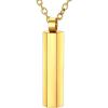 U7 Engravable Bar Necklace, Womens Choker Necklace Stainless Steel Custom Engrave Text Horizontal/Vertical Bar Pendant Necklaces for Men Women(6-Sided Bar-Gold)