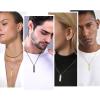U7 Engravable Bar Necklace, Womens Choker Necklace Stainless Steel Custom Engrave Text Horizontal/Vertical Bar Pendant Necklaces for Men Women(6-Sided Bar-Black)