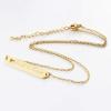 U7 Engravable Bar Necklace, Womens Choker Necklace Stainless Steel Custom Engrave Text Horizontal/Vertical Bar Pendant Necklaces for Men Women(Horizontal Bar-Gold)