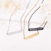 U7 Engravable Bar Necklace, Womens Choker Necklace Stainless Steel Custom Engrave Text Horizontal/Vertical Bar Pendant Necklaces for Men Women(Horizontal Bar-Stainless Steel)