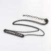U7 Engravable Bar Necklace, Womens Choker Necklace Stainless Steel Custom Engrave Text Horizontal/Vertical Bar Pendant Necklaces for Men Women(Horizontal Bar-Black)