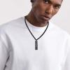 U7 Engravable Bar Necklace, Womens Choker Necklace Stainless Steel Custom Engrave Text Horizontal/Vertical Bar Pendant Necklaces for Men Women(Plate Bar-Black)