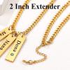 U7 Engravable Bar Necklace, Womens Choker Necklace Stainless Steel Custom Engrave Text Horizontal/Vertical Bar Pendant Necklaces for Men Women(Plate Bar-Gold)