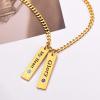 U7 Engravable Bar Necklace, Womens Choker Necklace Stainless Steel Custom Engrave Text Horizontal/Vertical Bar Pendant Necklaces for Men Women(Plate Bar-Gold)