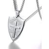 U7 Ephesians 6:16-17 Shield Armor of God Pendant Stainless Steel Cross Necklace for Men Women,Customizable Personalized Jewelry (Stainless (Personalized))