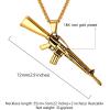 U7 Men Necklace Cool Rifle Shape Pendant & Chain Silver/Black/18K Gold Plated Rock Army Style Fanshion Necklace Jewelry Chain for Men(a.gold-m16)