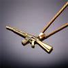 U7 Men Necklace Cool Rifle Shape Pendant & Chain Silver/Black/18K Gold Plated Rock Army Style Fanshion Necklace Jewelry Chain for Men(a.gold-m16)