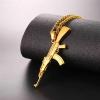 U7 Men Necklace Cool Rifle Shape Pendant & Chain Silver/Black/18K Gold Plated Rock Army Style Fanshion Necklace Jewelry Chain for Men(c.gold-a47)