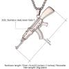 U7 Men Necklace Cool Rifle Shape Pendant & Chain Silver/Black/18K Gold Plated Rock Army Style Fanshion Necklace Jewelry Chain for Men(d.silver-a47)