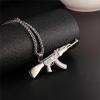 U7 Men Necklace Cool Rifle Shape Pendant & Chain Silver/Black/18K Gold Plated Rock Army Style Fanshion Necklace Jewelry Chain for Men(d.silver-a47)