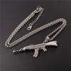U7 Men Necklace Cool Rifle Shape Pendant & Chain Silver/Black/18K Gold Plated Rock Army Style Fanshion Necklace Jewelry Chain for Men(d.silver-a47)