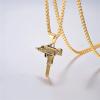 U7 Men Necklace Cool Rifle Shape Pendant & Chain Silver/Black/18K Gold Plated Rock Army Style Fanshion Necklace Jewelry Chain for Men(f.gold-uzi)