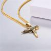 U7 Men Necklace Cool Rifle Shape Pendant & Chain Silver/Black/18K Gold Plated Rock Army Style Fanshion Necklace Jewelry Chain for Men(f.gold-uzi)