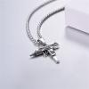 U7 Men Necklace Cool Rifle Shape Pendant & Chain Silver/Black/18K Gold Plated Rock Army Style Fanshion Necklace Jewelry Chain for Men(g.silver-uzi)