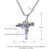 U7 Men Necklace Cool Rifle Shape Pendant & Chain Silver/Black/18K Gold Plated Rock Army Style Fanshion Necklace Jewelry Chain for Men(g.silver-uzi)