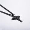 U7 Men Necklace Cool Rifle Shape Pendant & Chain Silver/Black/18K Gold Plated Rock Army Style Fanshion Necklace Jewelry Chain for Men(h.black-uzi)