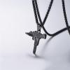 U7 Men Necklace Cool Rifle Shape Pendant & Chain Silver/Black/18K Gold Plated Rock Army Style Fanshion Necklace Jewelry Chain for Men(h.black-uzi)