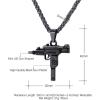 U7 Men Necklace Cool Rifle Shape Pendant & Chain Silver/Black/18K Gold Plated Rock Army Style Fanshion Necklace Jewelry Chain for Men(h.black-uzi)
