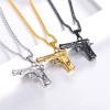 U7 Men Necklace Cool Rifle Shape Pendant & Chain Silver/Black/18K Gold Plated Rock Army Style Fanshion Necklace Jewelry Chain for Men(i.gold-m9)
