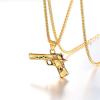 U7 Men Necklace Cool Rifle Shape Pendant & Chain Silver/Black/18K Gold Plated Rock Army Style Fanshion Necklace Jewelry Chain for Men(i.gold-m9)