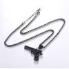 U7 Men Necklace Cool Rifle Shape Pendant & Chain Silver/Black/18K Gold Plated Rock Army Style Fanshion Necklace Jewelry Chain for Men(k.balck-m9)