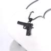 U7 Men Necklace Cool Rifle Shape Pendant & Chain Silver/Black/18K Gold Plated Rock Army Style Fanshion Necklace Jewelry Chain for Men(k.balck-m9)