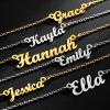 U7 Name Necklace Personalized, Stainless Steel 18K Gold Plated Nameplate Jewelry for Men Women, Multiple Name Necklace, Customized Initial Name Choker Necklace with Curb Chain(Sophia-Gold Color)