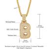 U7 Pendant Mens Hip Hop Jewelry Platinum/18K Gold Plated Lab Diamond Letter Necklaces Custom Number Chain Intials Name Necklaces(Letter B)