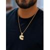 U7 Pendant Mens Hip Hop Jewelry Platinum/18K Gold Plated Lab Diamond Letter Necklaces Custom Number Chain Intials Name Necklaces(Letter C)