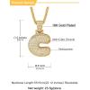 U7 Pendant Mens Hip Hop Jewelry Platinum/18K Gold Plated Lab Diamond Letter Necklaces Custom Number Chain Intials Name Necklaces(Letter C)