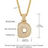 U7 Pendant Mens Hip Hop Jewelry Platinum/18K Gold Plated Lab Diamond Letter Necklaces Custom Number Chain Intials Name Necklaces(Letter D)