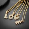 U7 Pendant Mens Hip Hop Jewelry Platinum/18K Gold Plated Lab Diamond Letter Necklaces Custom Number Chain Intials Name Necklaces(Letter E)