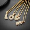 U7 Pendant Mens Hip Hop Jewelry Platinum/18K Gold Plated Lab Diamond Letter Necklaces Custom Number Chain Intials Name Necklaces(Letter H)