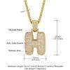 U7 Pendant Mens Hip Hop Jewelry Platinum/18K Gold Plated Lab Diamond Letter Necklaces Custom Number Chain Intials Name Necklaces(Letter H)