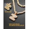 U7 Pendant Mens Hip Hop Jewelry Platinum/18K Gold Plated Lab Diamond Letter Necklaces Custom Number Chain Intials Name Necklaces(Letter I)