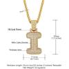 U7 Pendant Mens Hip Hop Jewelry Platinum/18K Gold Plated Lab Diamond Letter Necklaces Custom Number Chain Intials Name Necklaces(Letter I)