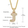 U7 Pendant Mens Hip Hop Jewelry Platinum/18K Gold Plated Lab Diamond Letter Necklaces Custom Number Chain Intials Name Necklaces(Letter J)