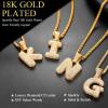 U7 Pendant Mens Hip Hop Jewelry Platinum/18K Gold Plated Lab Diamond Letter Necklaces Custom Number Chain Intials Name Necklaces(Letter K)