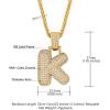 U7 Pendant Mens Hip Hop Jewelry Platinum/18K Gold Plated Lab Diamond Letter Necklaces Custom Number Chain Intials Name Necklaces(Letter K)