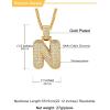 U7 Pendant Mens Hip Hop Jewelry Platinum/18K Gold Plated Lab Diamond Letter Necklaces Custom Number Chain Intials Name Necklaces(Letter N)